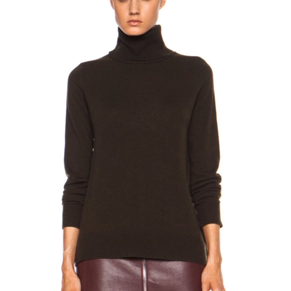Vince Overlay 100% Cashmere Turtleneck Sweater